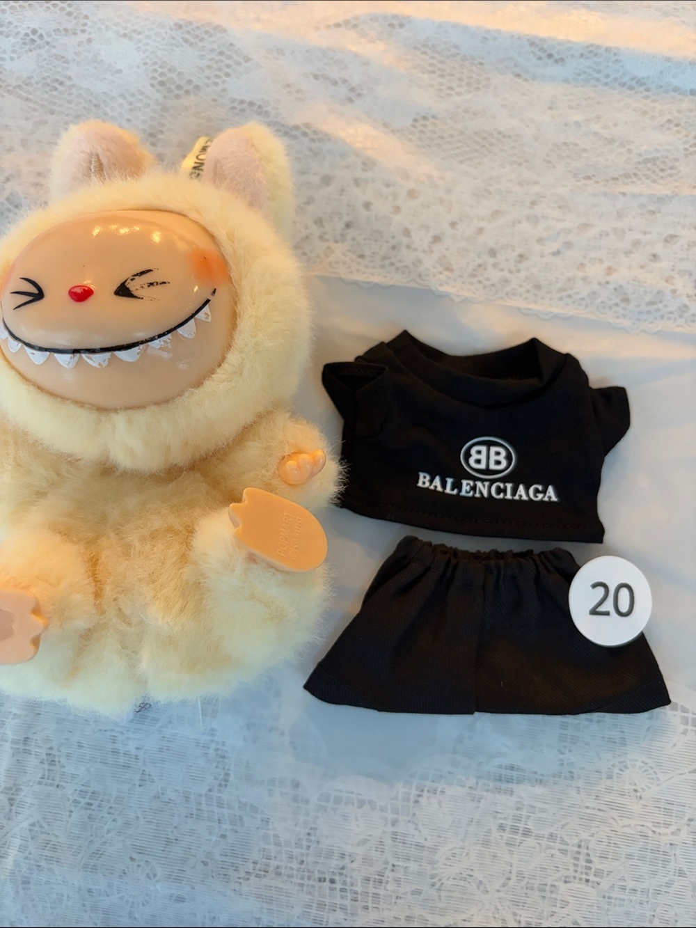 #20, Two Piece Outfit Balenciaga Logo(Black) for Labubu Doll(No Doll)